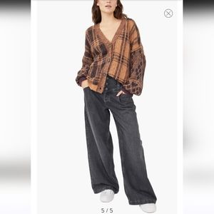 Free People Sepia Jacquard wool blend oversized cardigan size XS NWT
